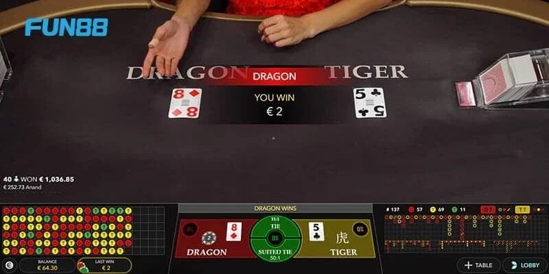 Cược Rồng Hổ Fun88 Chuẩn Phong Cách Cao Thủ Thần Bài 3 Luật chơi Rồng Hổ và cách tính điểm cực đơn giản.